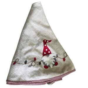 Isaac Mizrahi New York Gnome Wool Blend Primitive Christmas Tree Skirt 52”